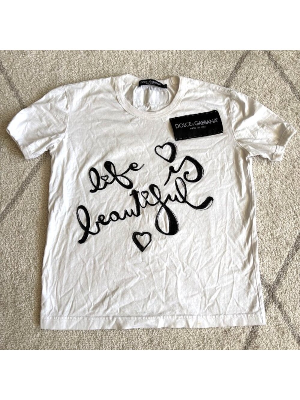 Dolce & Gabbana “Be Beautiful” Y2K Graphic White/Black Shirt Made In Italy